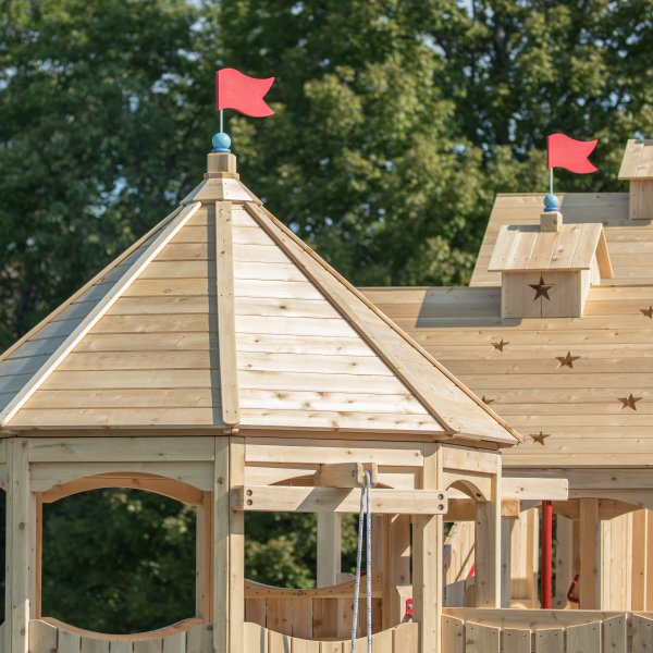 Close up of quality construction of an outdoor playset