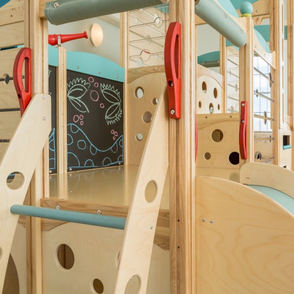 Example of indoor playset that fits in corner of room