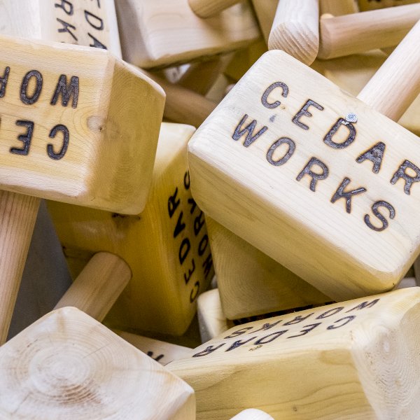 Wood mallets used during playset installation